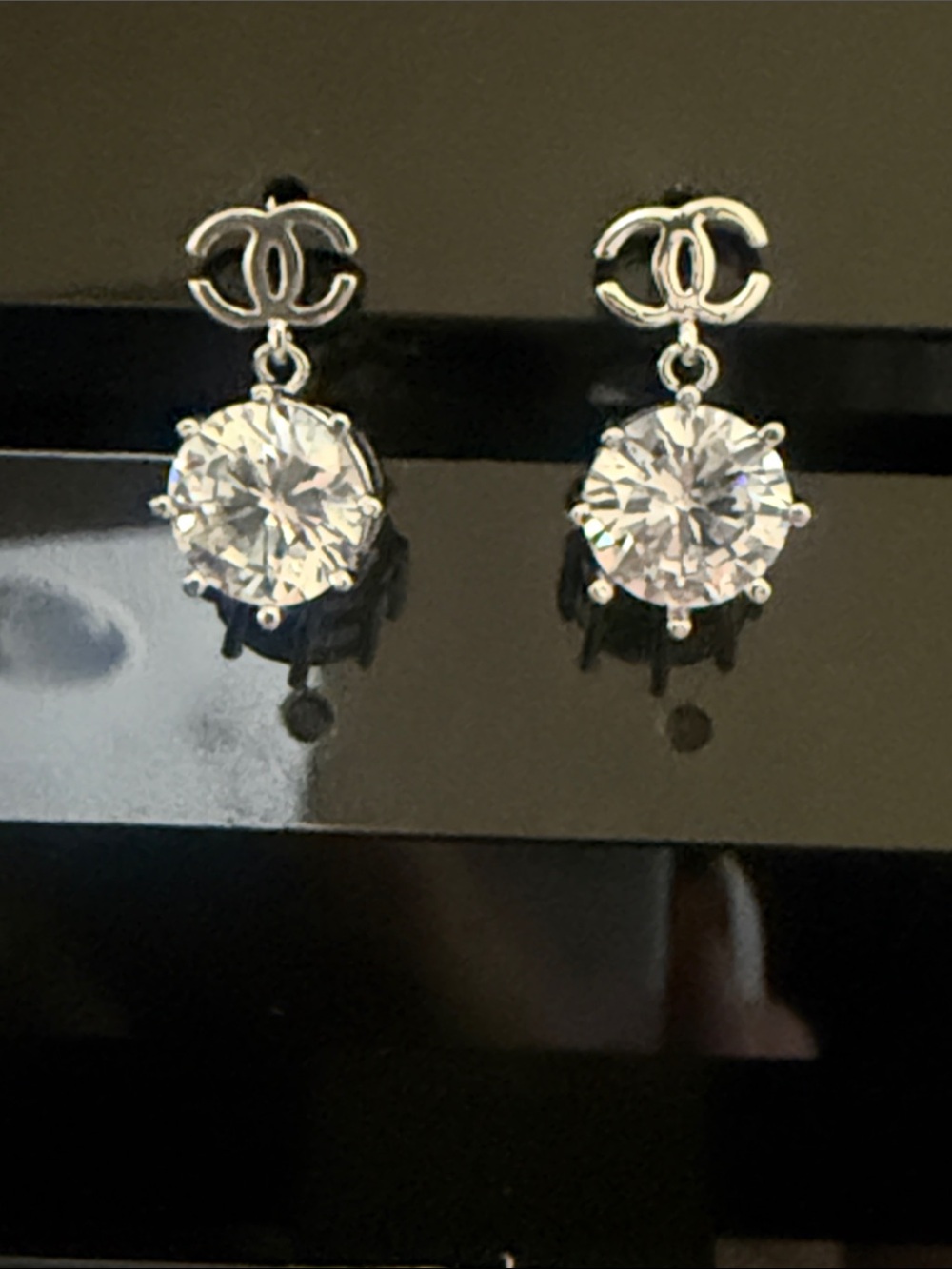 Silver-Tone Crystal Drop Earrings